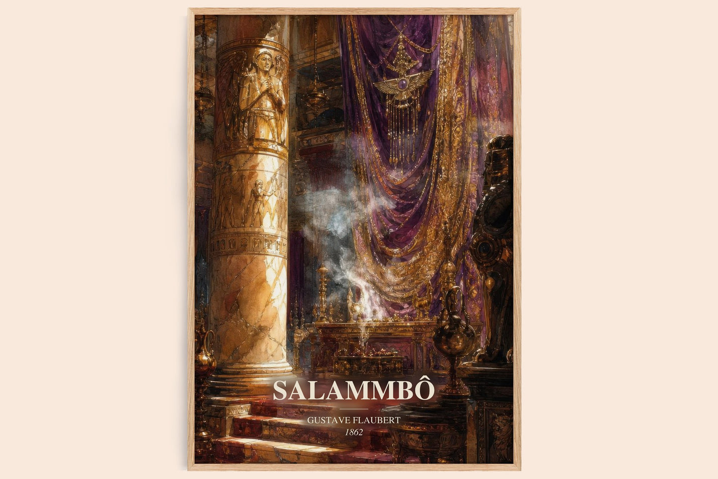 Salammbô watercolour book poster by Gustave Flaubert – framed literary art print