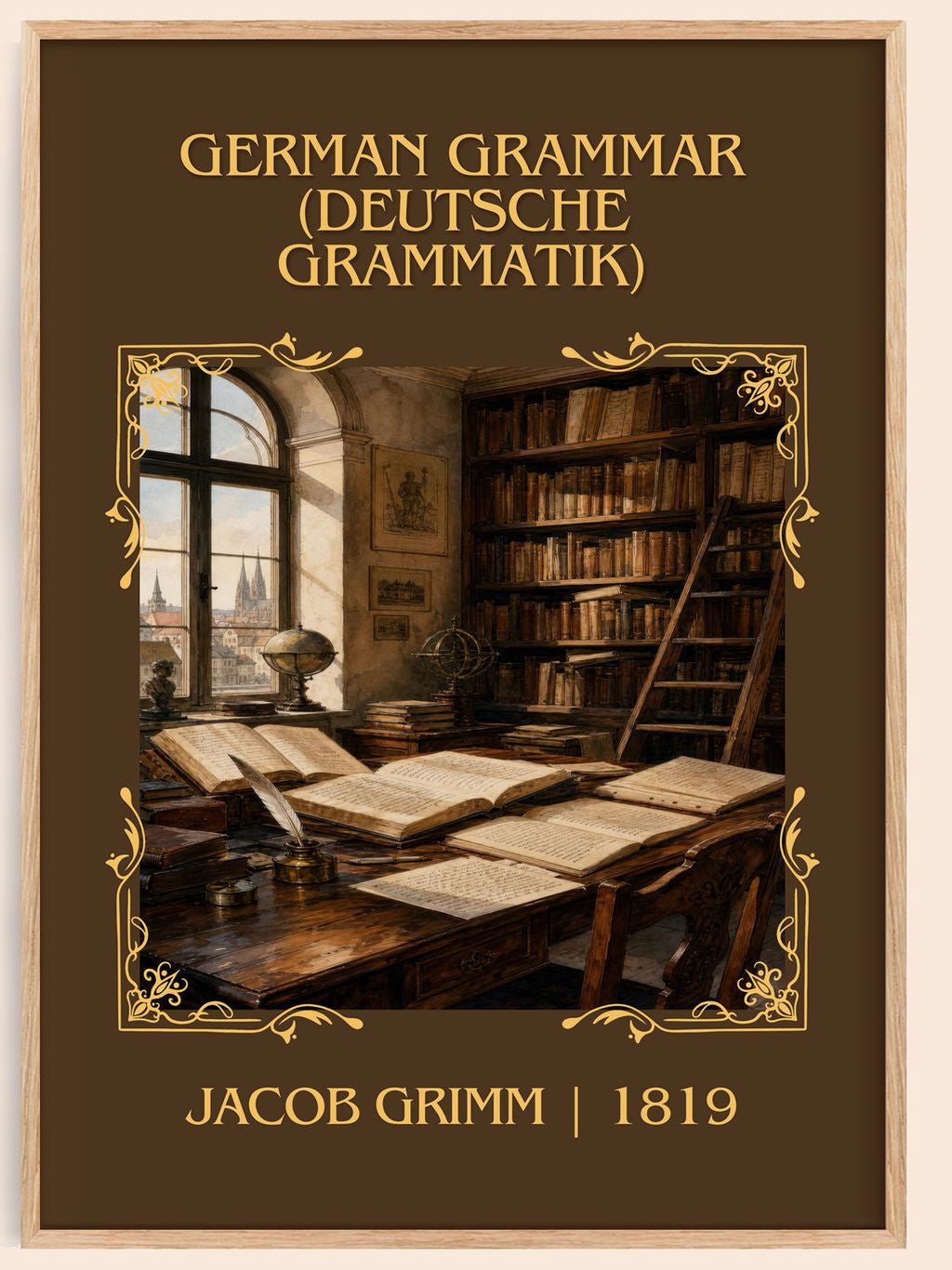 German Grammar (Deutsche Grammatik) Classic Book Art Print by J. Grimm – book poster