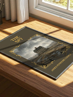 The Spy Classic Book Art Print by James Fenimore Cooper – print on a sunlit desk