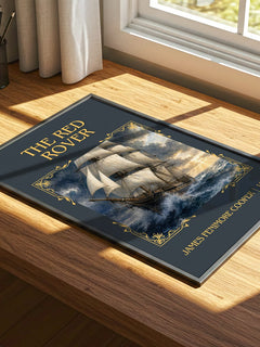 The Red Rover Classic Book Art Print by James Fenimore Cooper – print on a sunlit desk