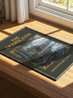 The Deerslayer Classic Book Art Print by James Fenimore Cooper – print on a sunlit desk