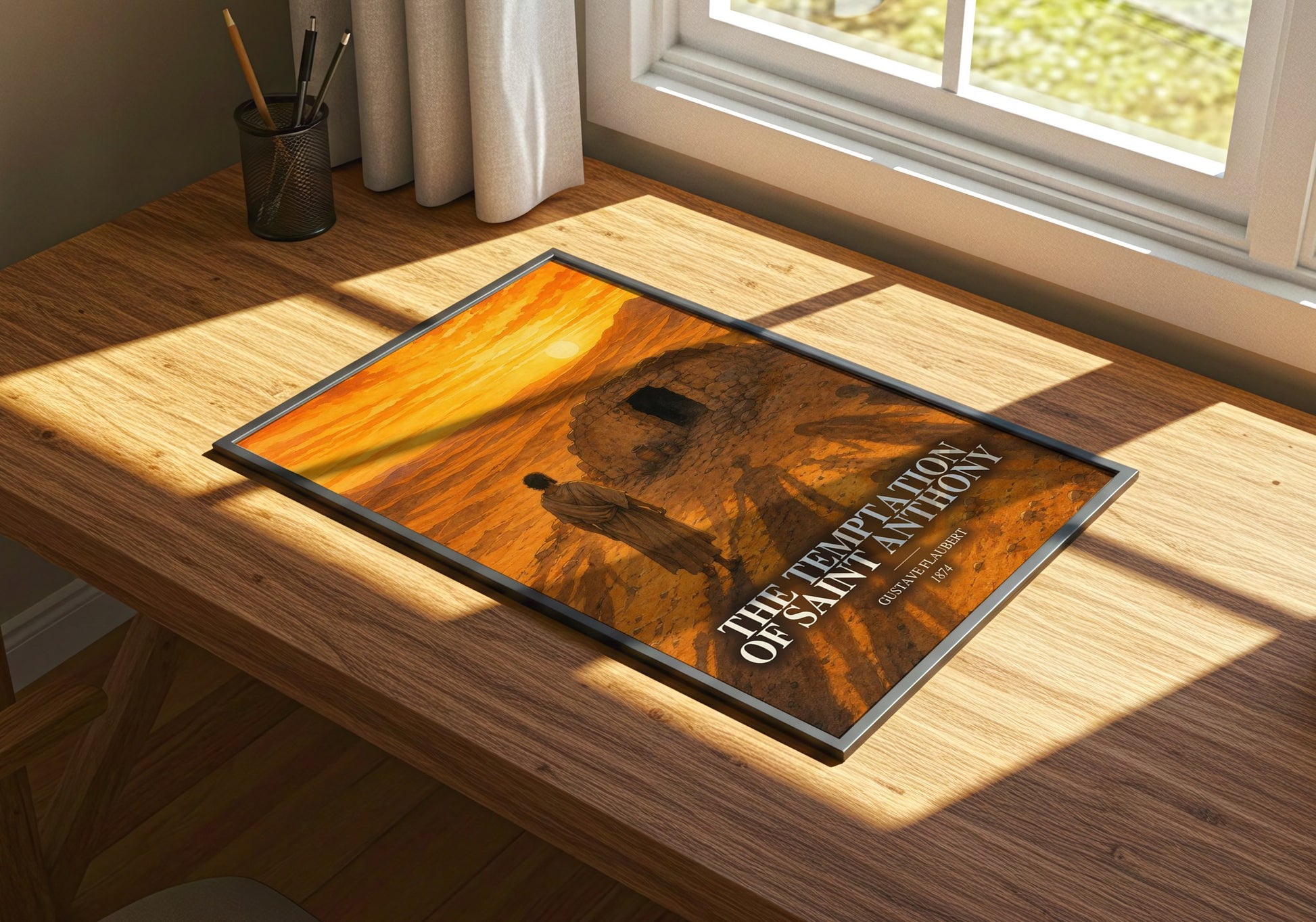 The Temptation Of Saint Anthony watercolour book poster framed on wall – literary fiction wall art