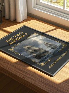 The Two Admirals Classic Book Art Print by James Fenimore Cooper – print on a sunlit desk