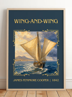 Wing-And-Wing Classic Book Art Print by James Fenimore Cooper – framed print leaning on a wooden floor