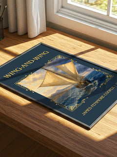 Wing-And-Wing Classic Book Art Print by James Fenimore Cooper – print on a sunlit desk