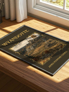 Wyandotté Classic Book Art Print by James Fenimore Cooper – print on a sunlit desk