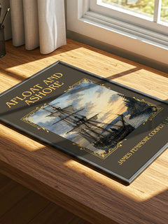 Afloat And Ashore Classic Book Art Print by James Fenimore Cooper – print on a sunlit desk