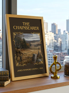 The Chainbearer Classic Book Art Print by James Fenimore Cooper – framed print on a city-view windowsill