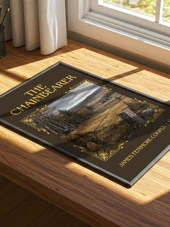 The Chainbearer Classic Book Art Print by James Fenimore Cooper – print on a sunlit desk