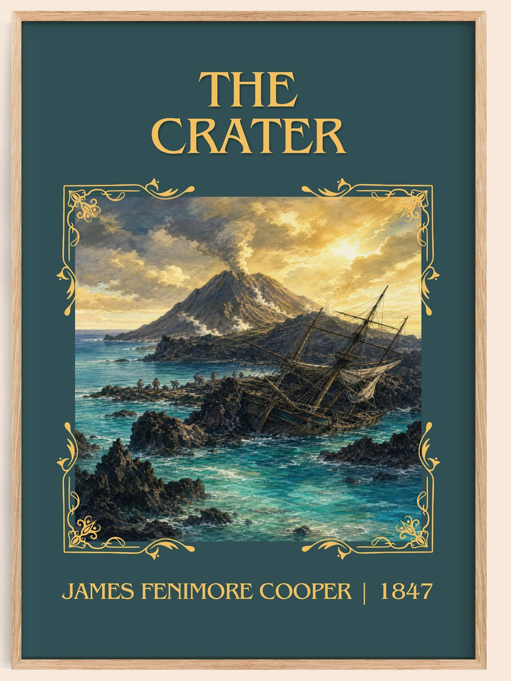 The Crater Classic Book Art Print by James Fenimore Cooper – book poster