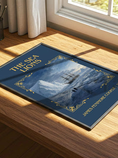 The Sea Lions Classic Book Art Print by James Fenimore Cooper – print on a sunlit desk