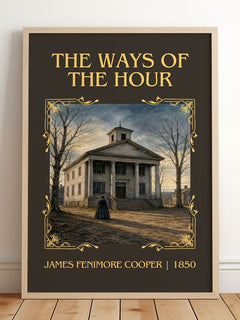 The Ways Of The Hour Classic Book Art Print by James Fenimore Cooper – framed print leaning on a wooden floor