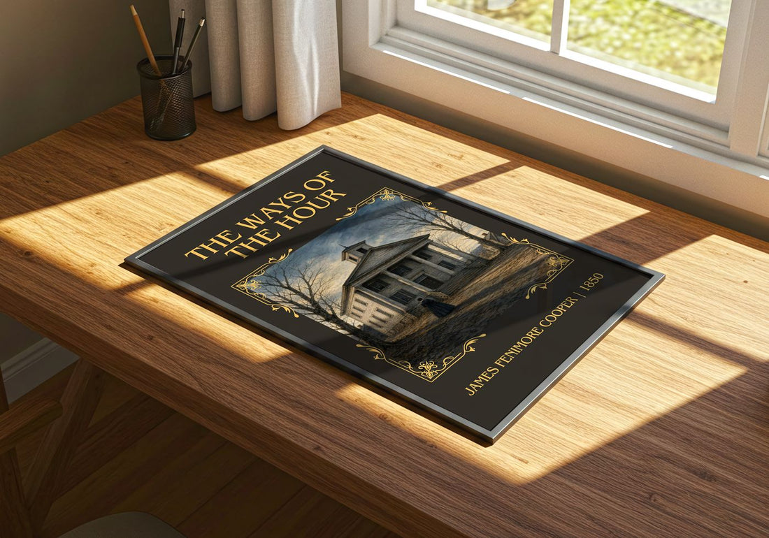The Ways Of The Hour Classic Book Art Print by James Fenimore Cooper – print on a sunlit desk