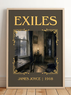 Exiles Classic Book Art Print by James Joyce – framed print leaning on a wooden floor