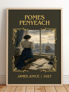 Pomes Penyeach Classic Book Art Print by James Joyce – framed print leaning on a wooden floor