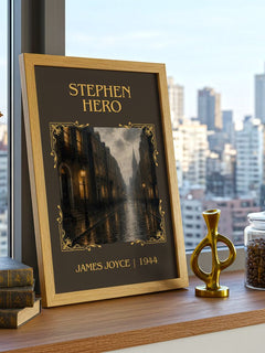 Stephen Hero Classic Book Art Print by James Joyce – framed print on a city-view windowsill