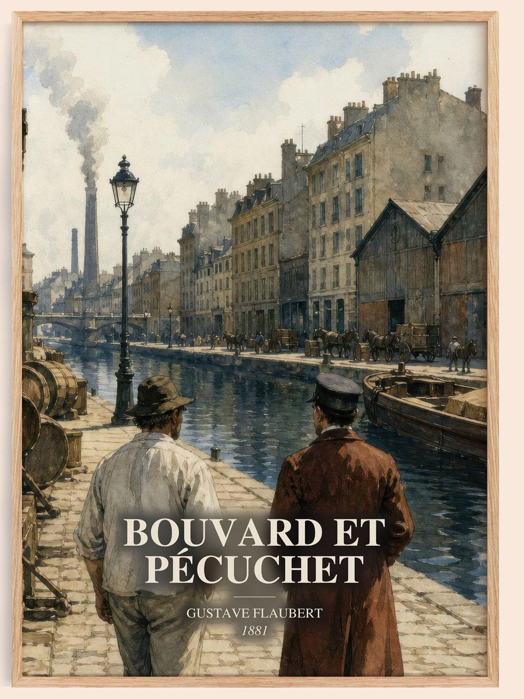 Bouvard Et Pécuchet watercolour book poster by Gustave Flaubert – framed literary art print