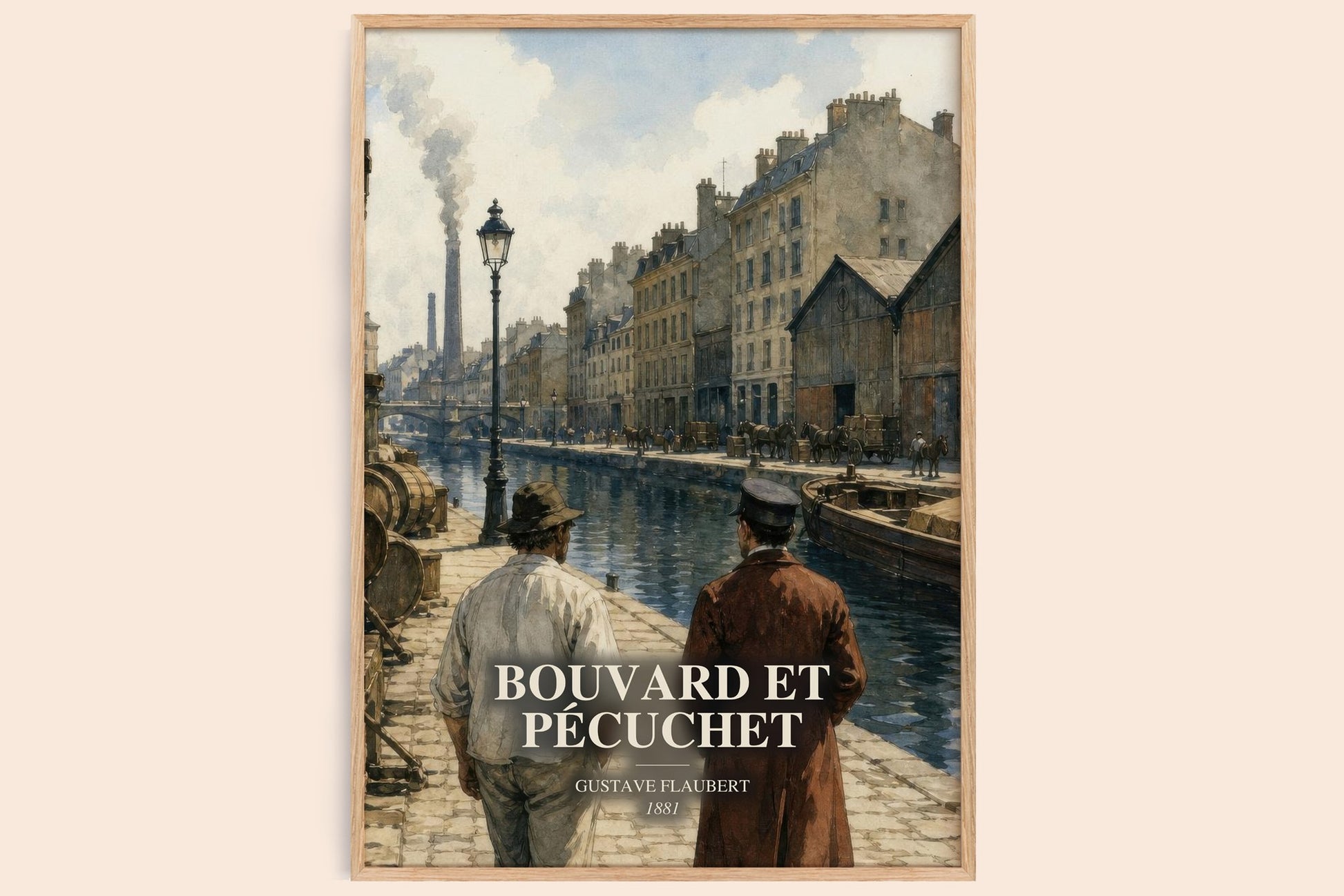 Bouvard Et Pécuchet watercolour book poster by Gustave Flaubert – framed literary art print