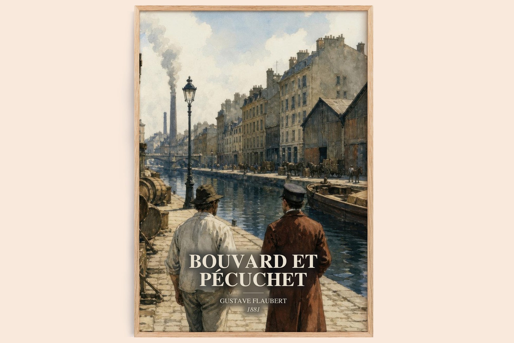 Bouvard Et Pécuchet watercolour book poster by Gustave Flaubert – framed literary art print