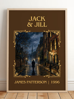 Jack & Jill Classic Book Art Print by James Patterson – framed print leaning on a wooden floor