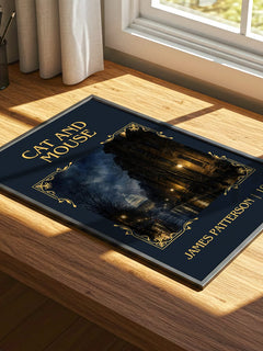 Cat And Mouse Classic Book Art Print by James Patterson – print on a sunlit desk