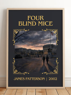 Four Blind Mice Classic Book Art Print by James Patterson – framed print leaning on a wooden floor
