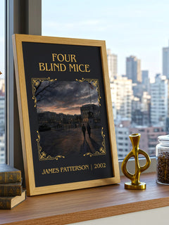 Four Blind Mice Classic Book Art Print by James Patterson – framed print on a city-view windowsill