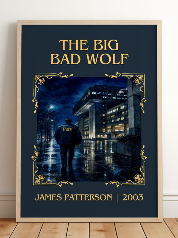 The Big Bad Wolf Classic Book Art Print by James Patterson – framed print leaning on a wooden floor