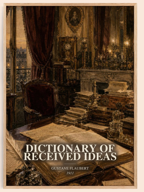 Dictionary Of Received Ideas watercolour book poster by Gustave Flaubert – framed literary art print