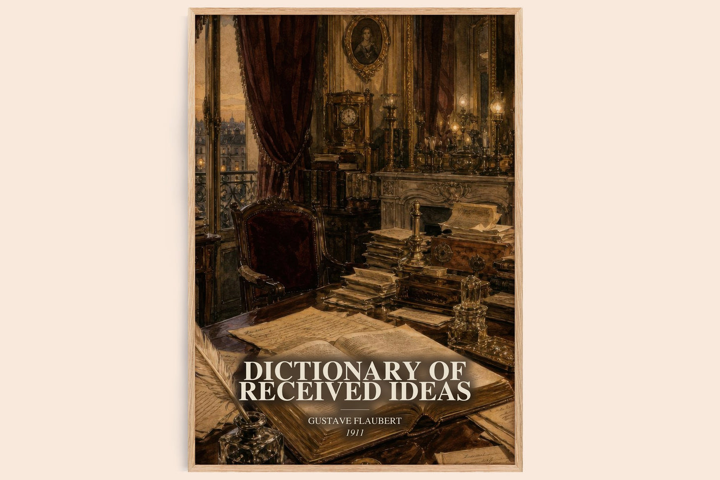 Dictionary Of Received Ideas watercolour book poster by Gustave Flaubert – framed literary art print