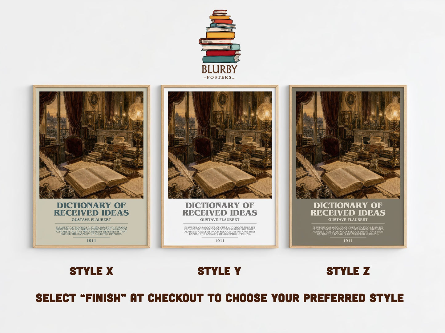 Dictionary Of Received Ideas bookish print in frame leaning in hallway – satire wall art