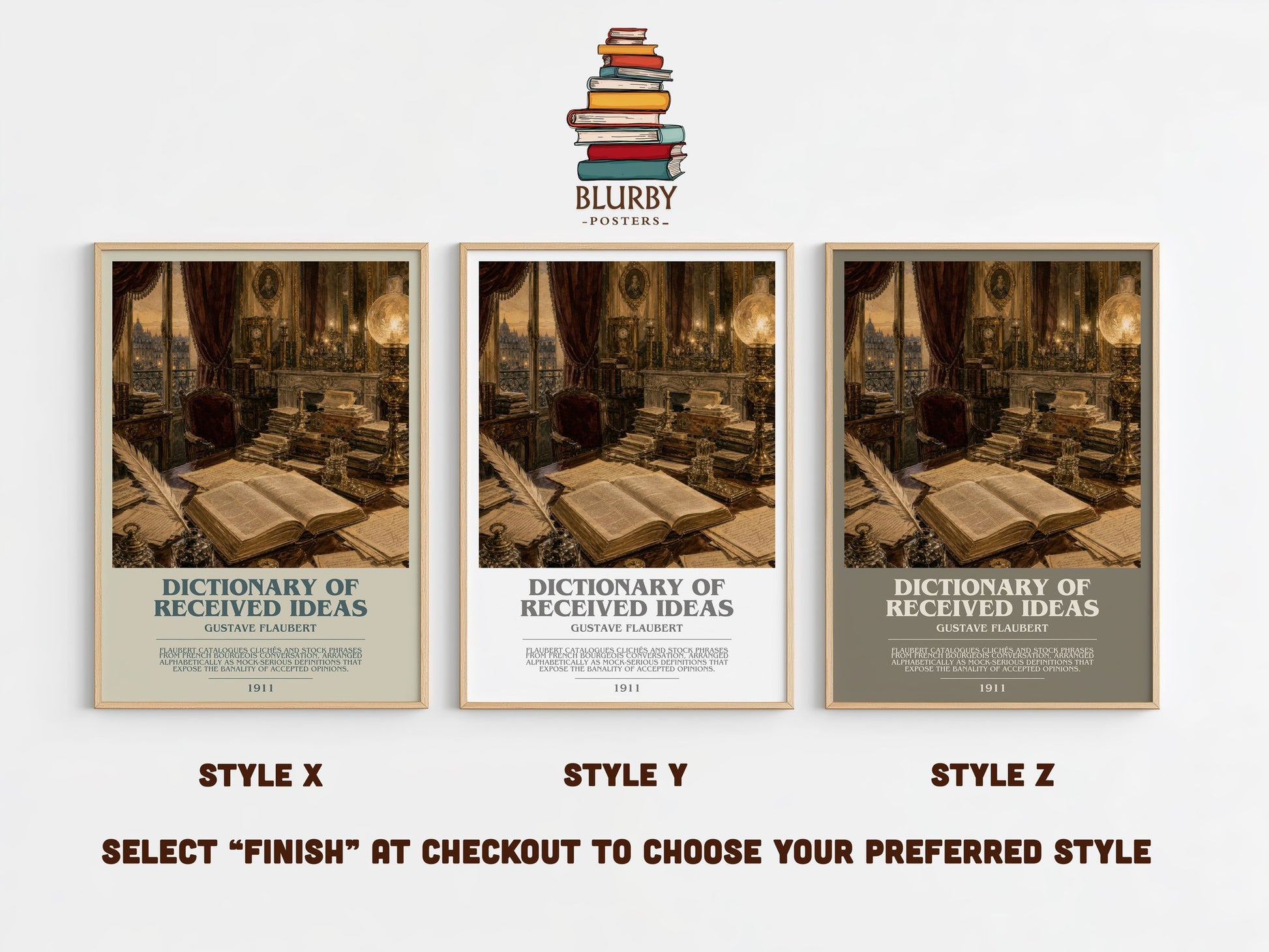 Dictionary Of Received Ideas bookish print in frame leaning in hallway – satire wall art