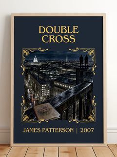 Double Cross Classic Book Art Print by James Patterson – framed print leaning on a wooden floor