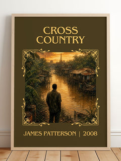 Cross Country Classic Book Art Print by James Patterson – framed print leaning on a wooden floor