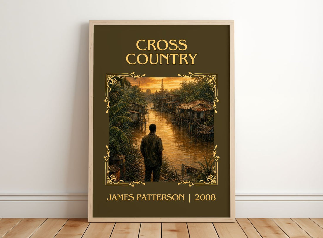 Cross Country Classic Book Art Print by James Patterson – framed print leaning on a wooden floor