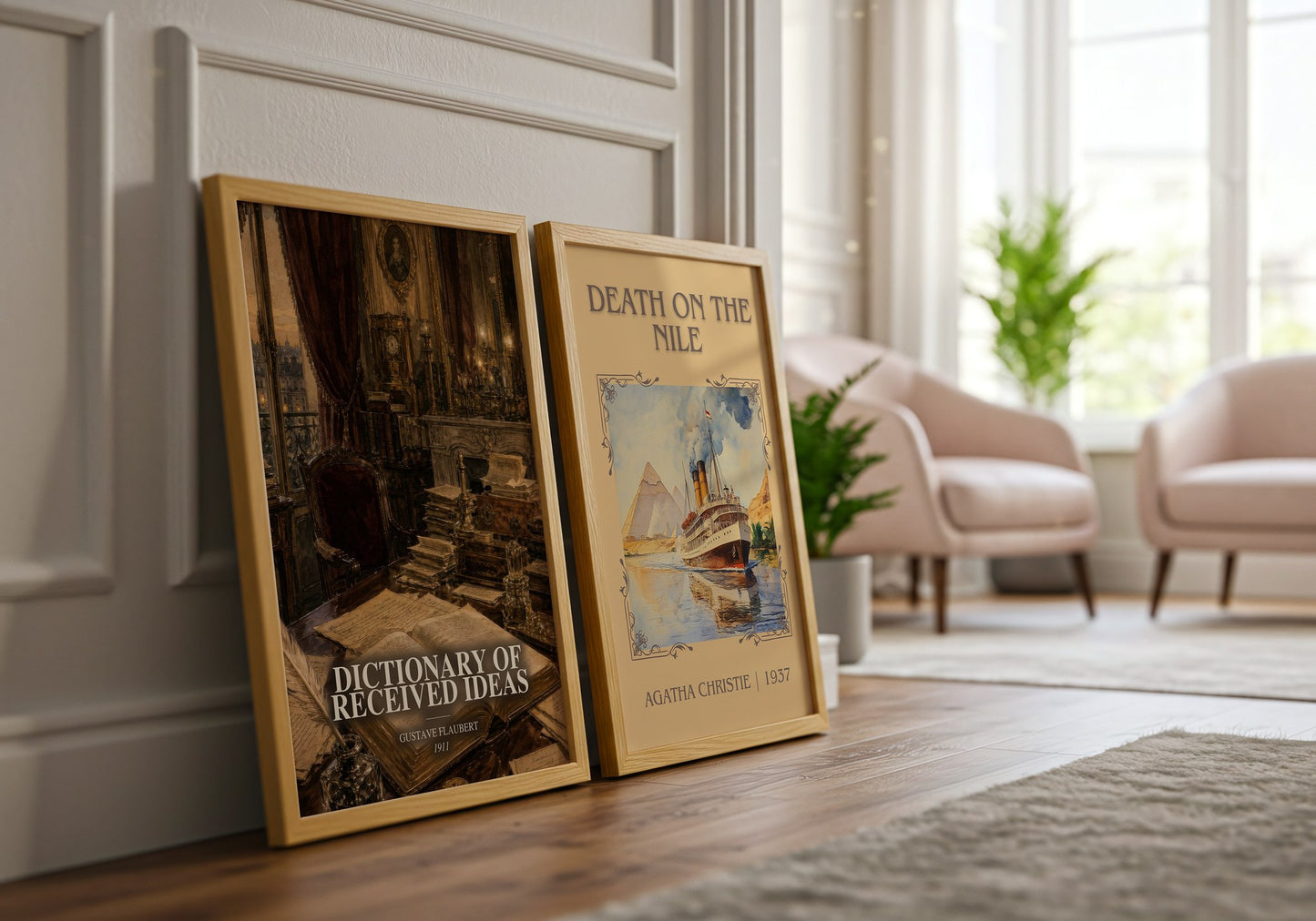Dictionary Of Received Ideas watercolour print framed by window – literary home decor