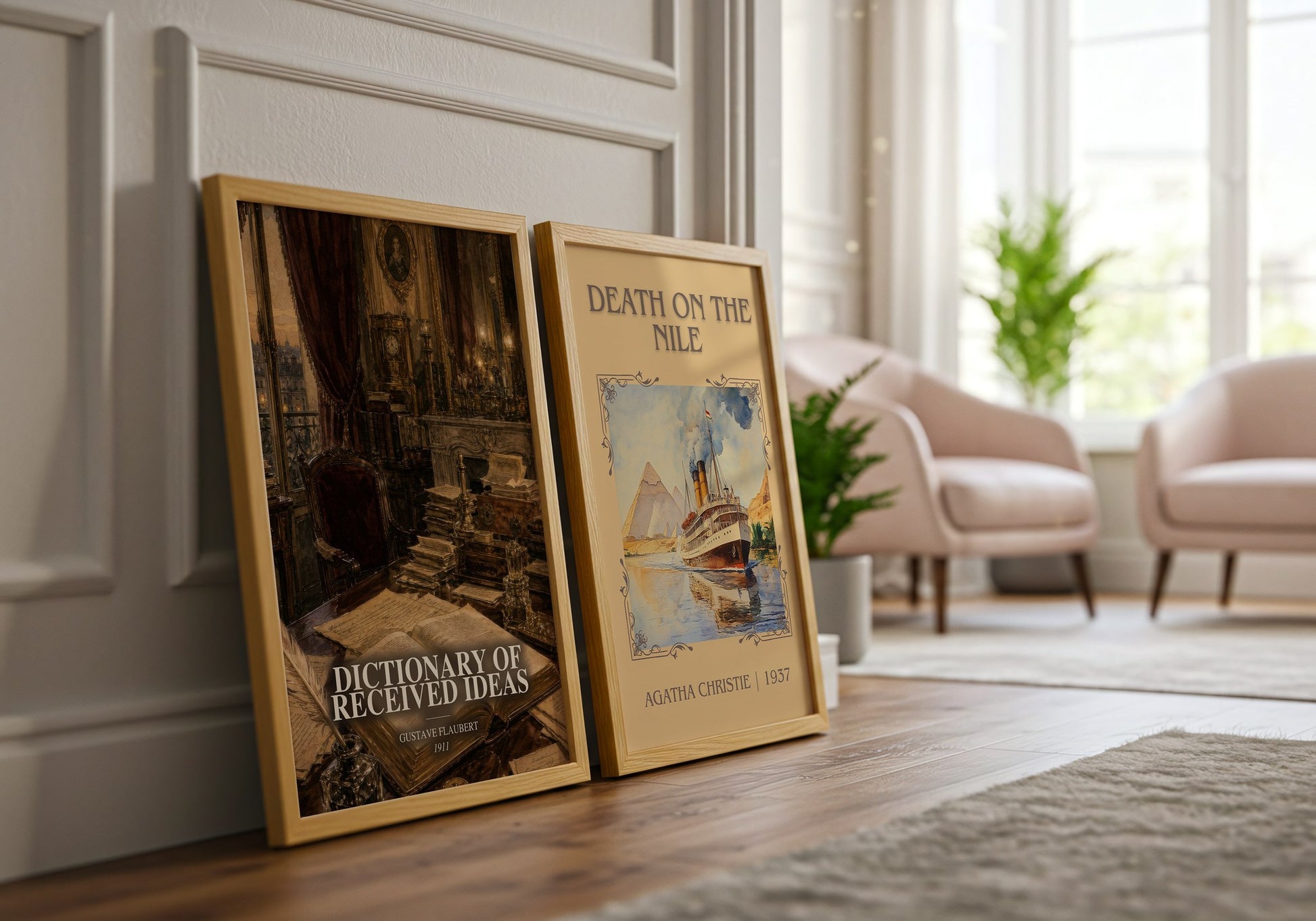 Dictionary Of Received Ideas watercolour print framed by window – literary home decor