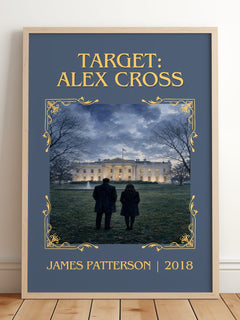 Target: Alex Cross Classic Book Art Print by James Patterson – framed print leaning on a wooden floor