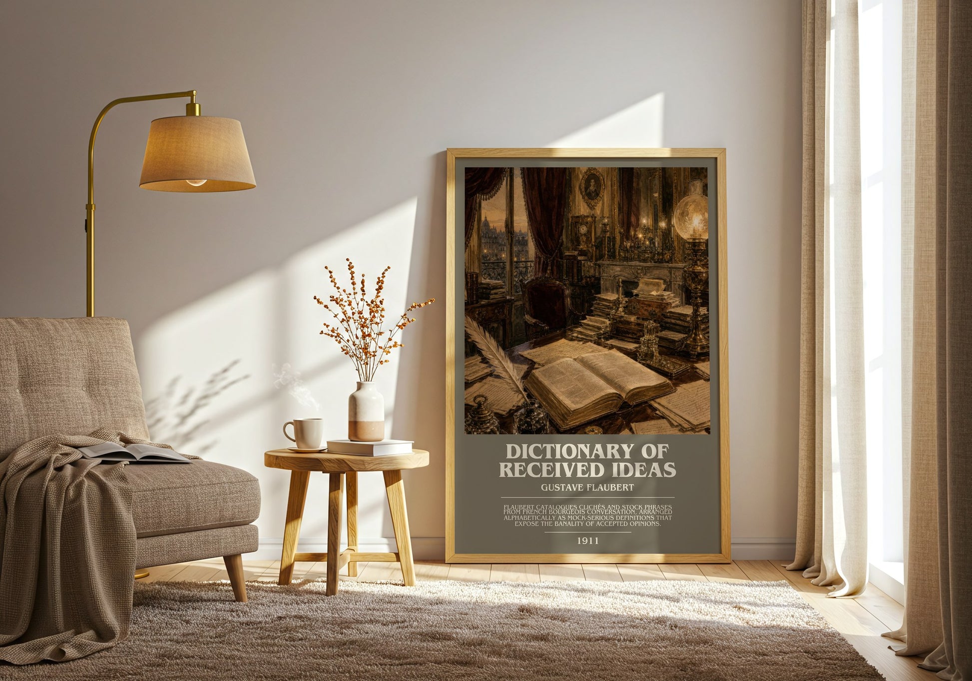 Dictionary Of Received Ideas bookish print on bookshelf – Gustave Flaubert fan gift