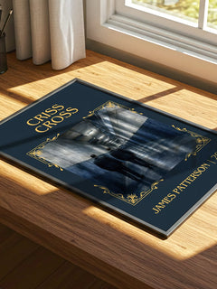 Criss Cross Classic Book Art Print by James Patterson – print on a sunlit desk