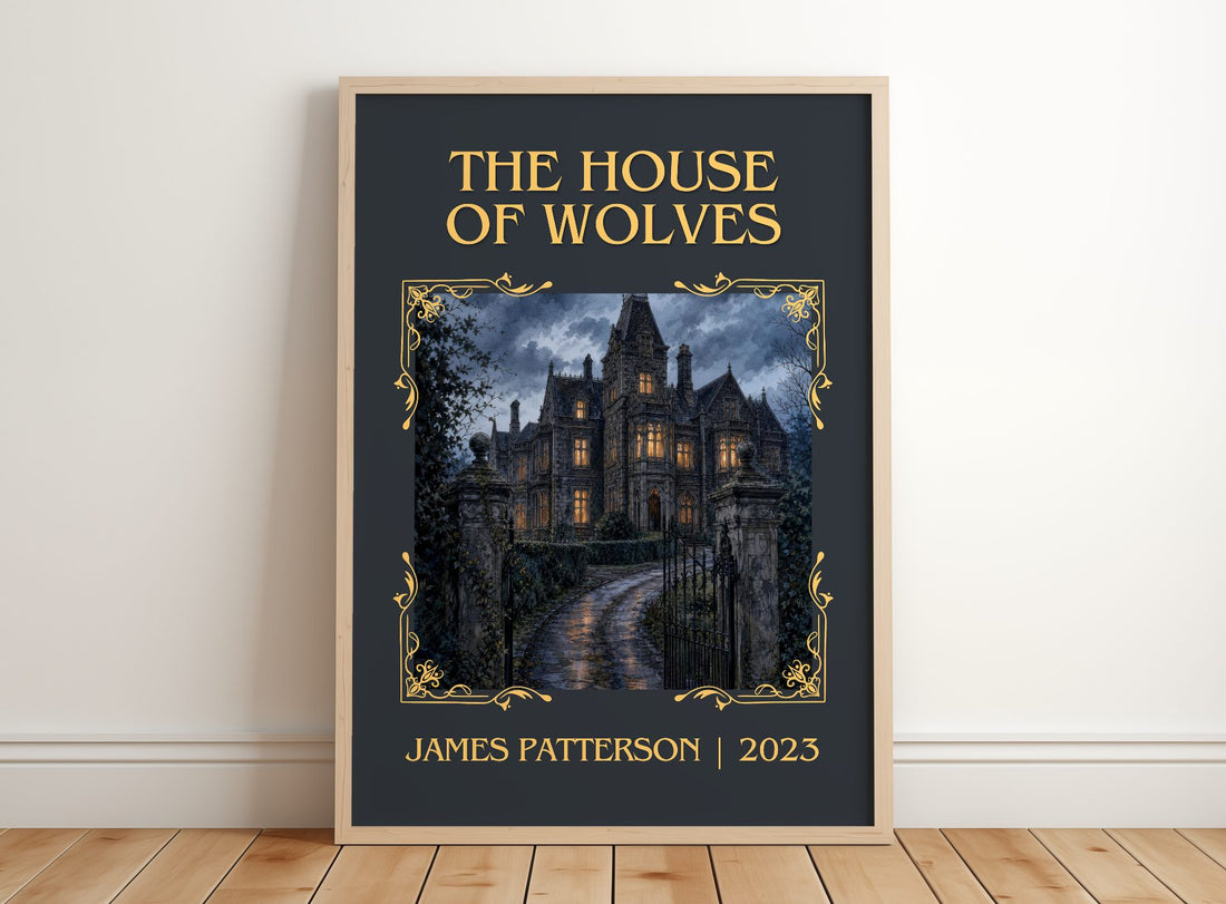 The House Of Wolves Classic Book Art Print by James Patterson – framed print leaning on a wooden floor