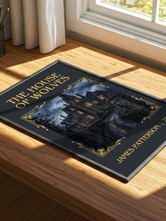 The House Of Wolves Classic Book Art Print by James Patterson – print on a sunlit desk