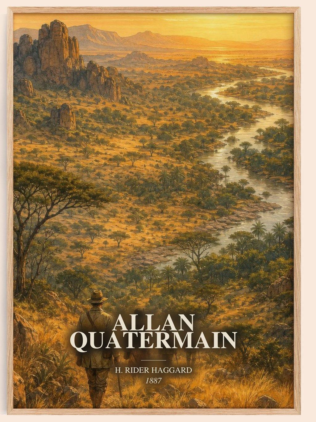 Allan Quatermain watercolour book poster by H. Rider Haggard – framed literary art print