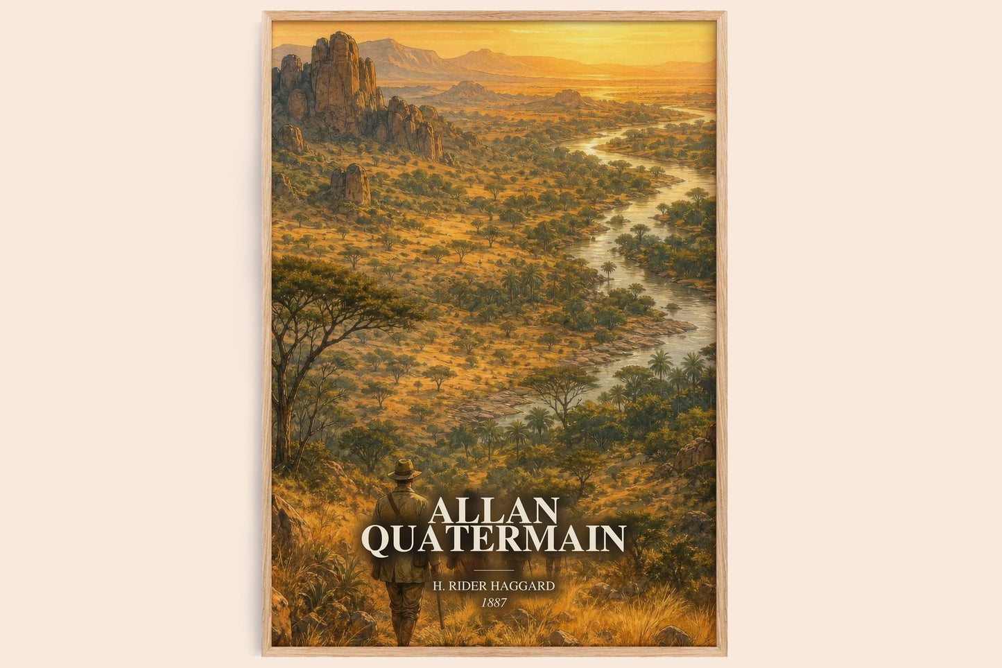 Allan Quatermain watercolour book poster by H. Rider Haggard – framed literary art print