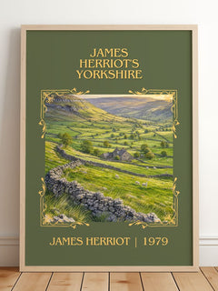 James Herriot's Yorkshire Classic Book Art Print by James Herriot – framed print leaning on a wooden floor