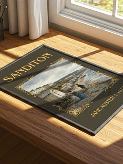 Sanditon Classic Book Art Print by Jane Austen – print on a sunlit desk