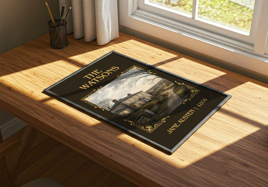 The Watsons Classic Book Art Print by Jane Austen – print on a sunlit desk