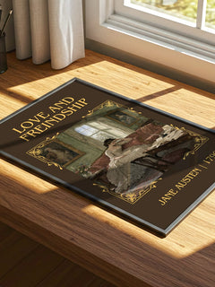 Love And Freindship Classic Book Art Print by Jane Austen – print on a sunlit desk