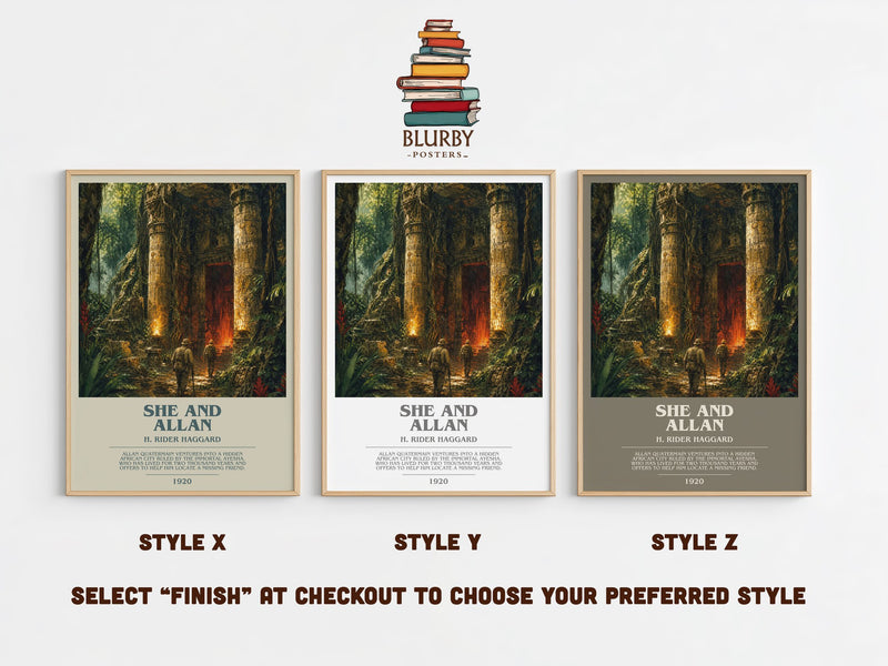 She And Allan bookish print in frame leaning in hallway – adventure wall art