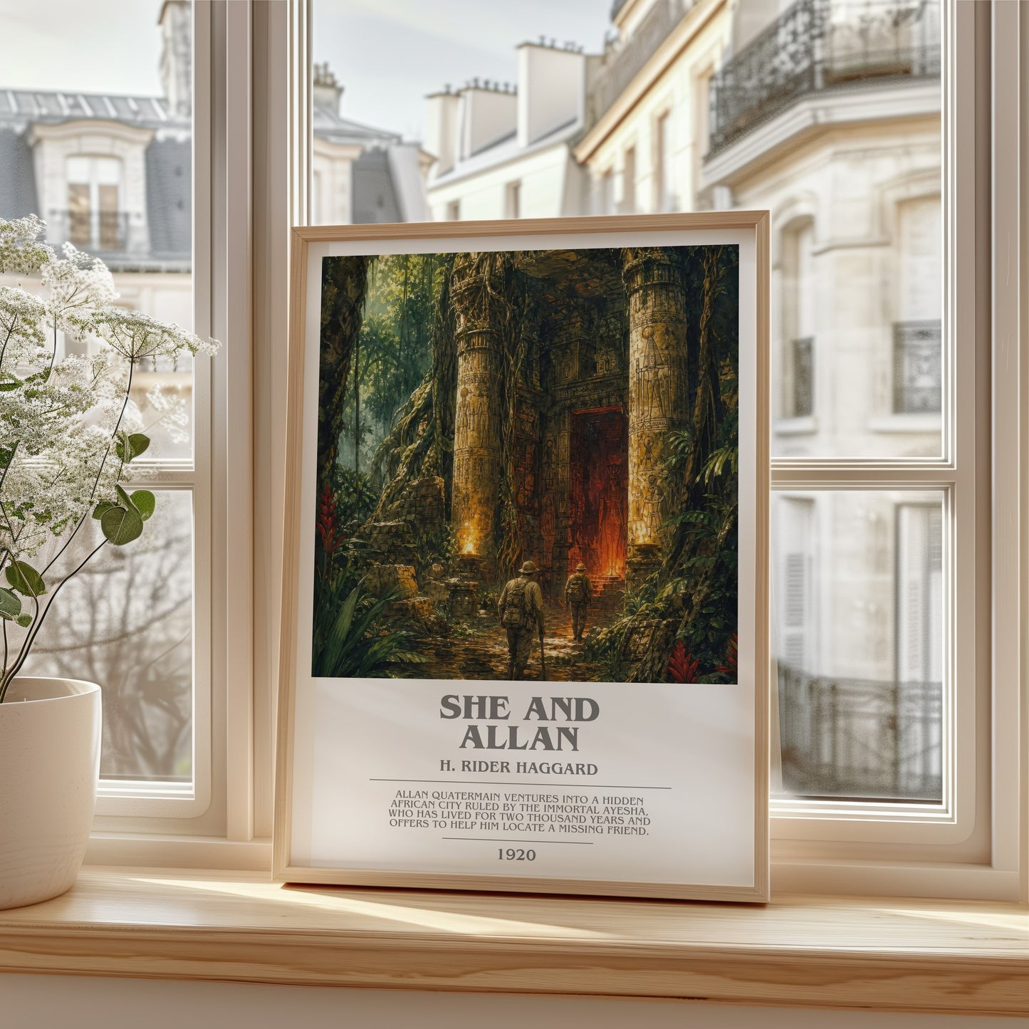 She And Allan bookish poster colour and style options – H. Rider Haggard book art